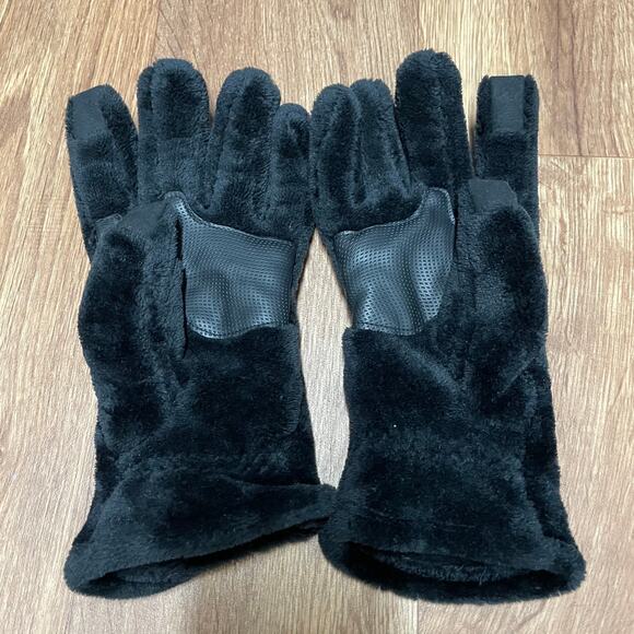 Lands End Black Winter Faux Fur Smart Touch Gloves Womens Size Large - Picture 1 of 5
